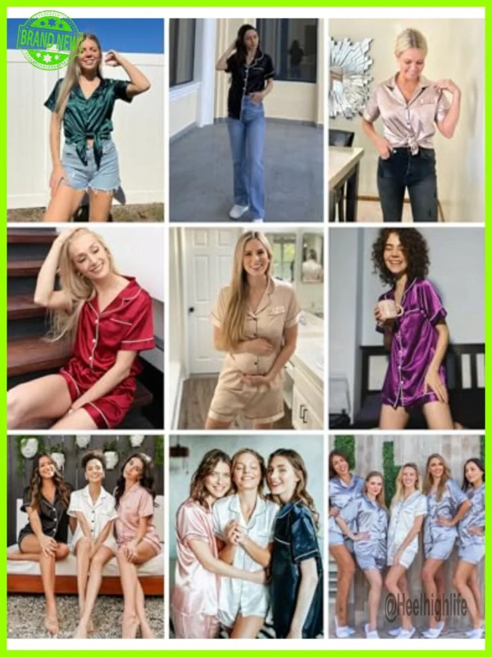 Silky Satin Pajama Set Short Sleeve Button Down Women's Loungewear 2 Piece